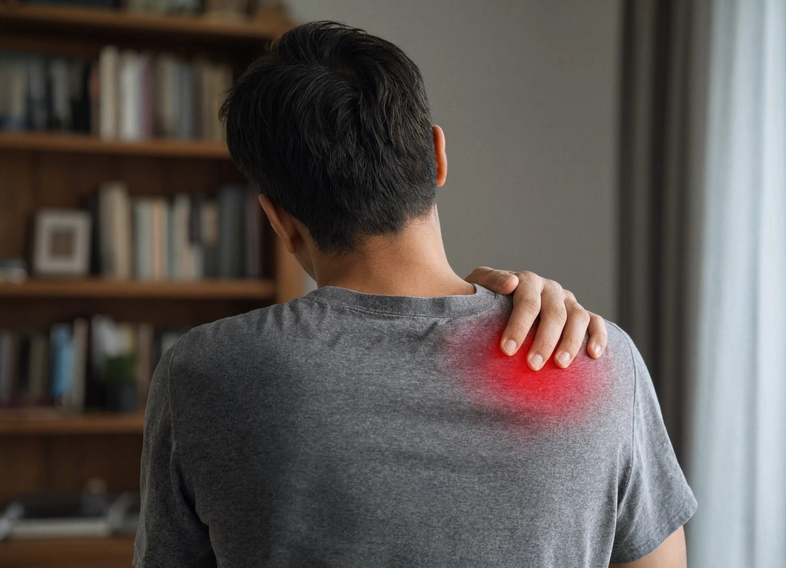Person applying cream to sore shoulder