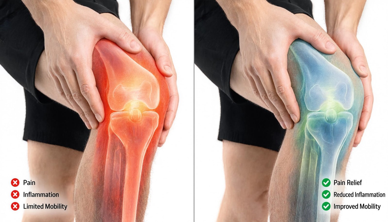 Severe joint pain before and after relief